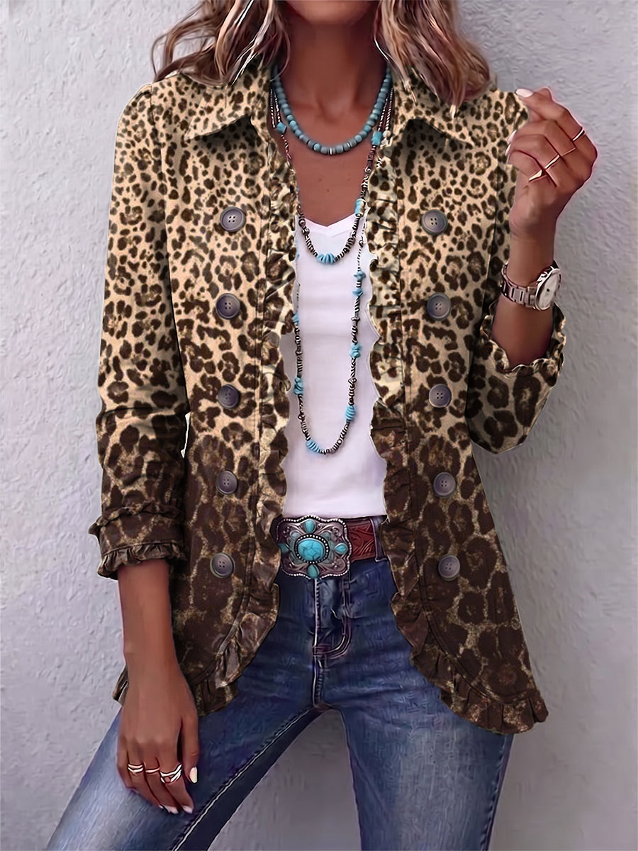 Navara – Jakna z volani in leopardjim potiskom