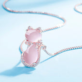Eugénia | Colar Gato Pedra Rosa