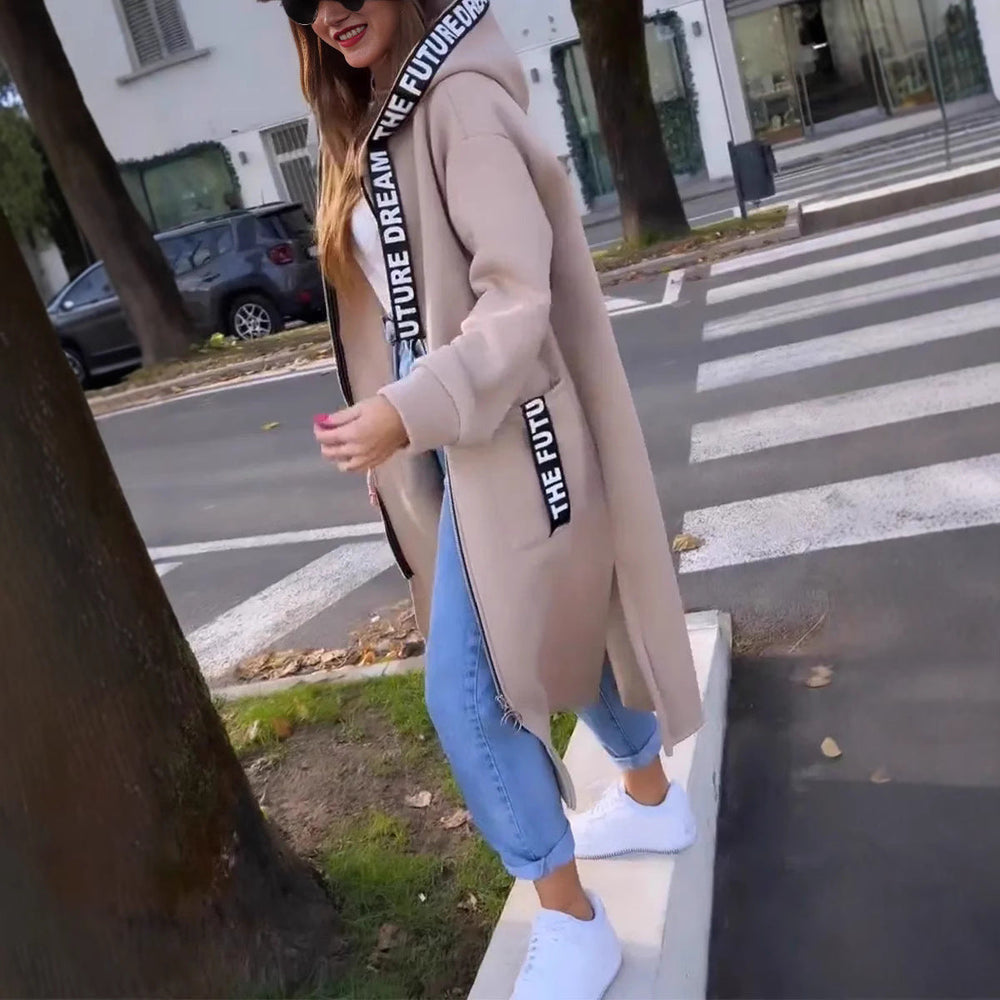 LARA | Podaljšan pulover s kapuco