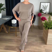 Eleganten trodelni komplet – dolg kardigan, top in hlače