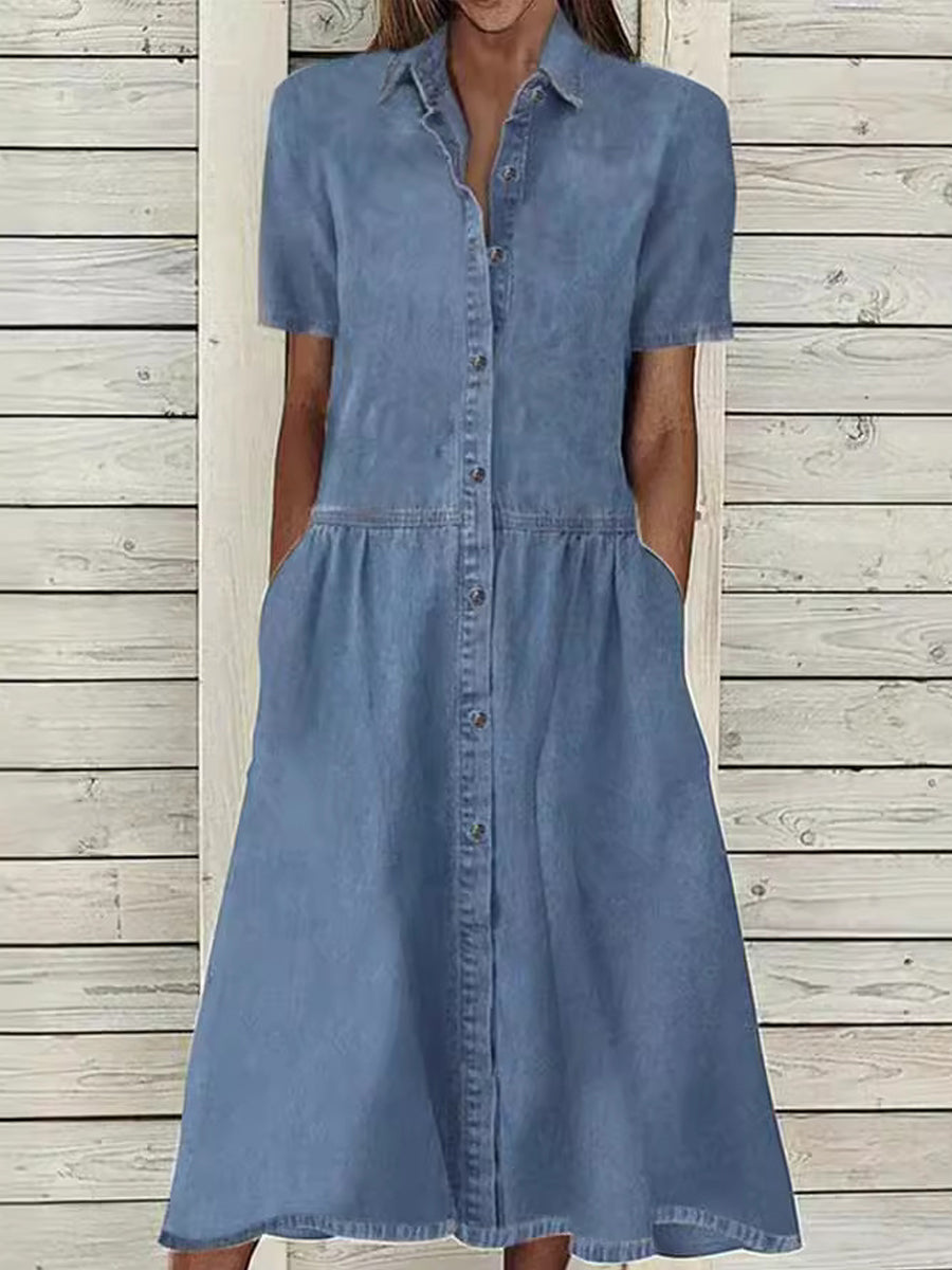 Carolina – Vestido de Ganga de Manga Curta