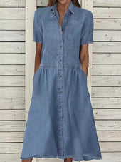 Carolina – Vestido de Ganga de Manga Curta