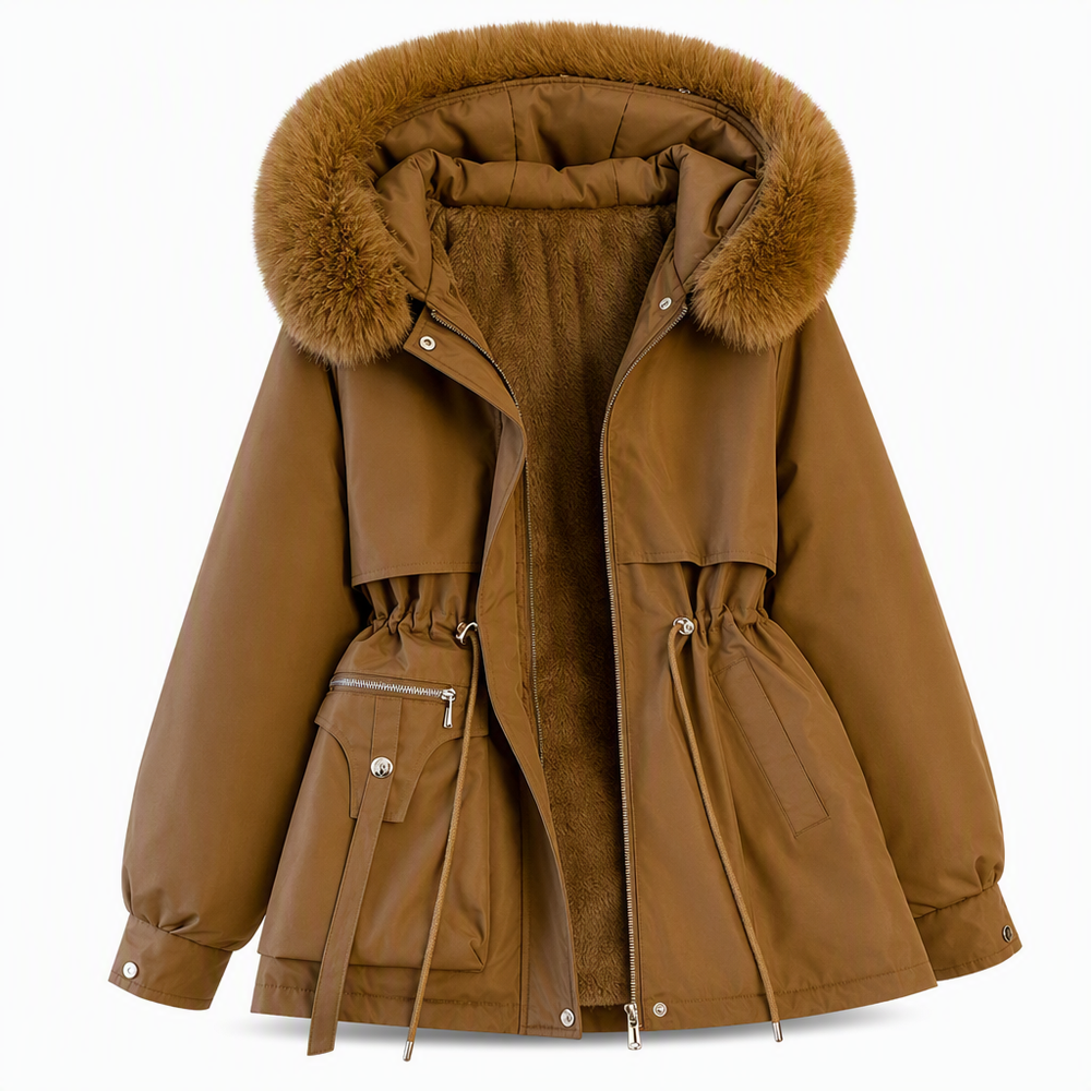 Lena | Parka de Inverno Quente com Capuz de Pelo Sintético