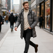 Leon | Casaco acolchoado comprido com capuz