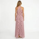 Leonor | Vestido Plissado com Folhos Elegante