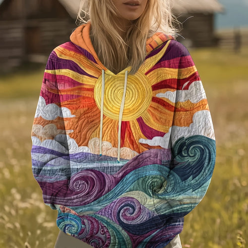 Alva | Camisola com Capuz Estampado Sol e Ondas
