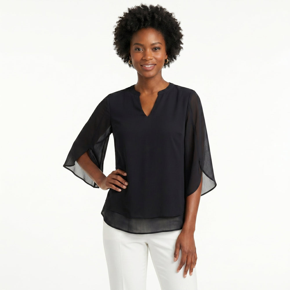 Francisca - Blusa com Mangas de Folhos