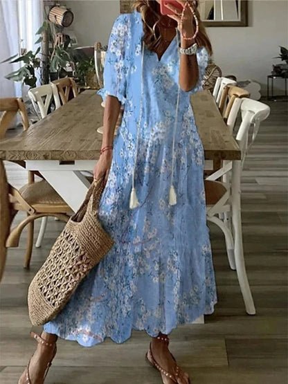 Luna - Vestido Midi de Estilo Boho Sem Esforço