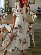 Luna - Vestido Midi de Estilo Boho Sem Esforço
