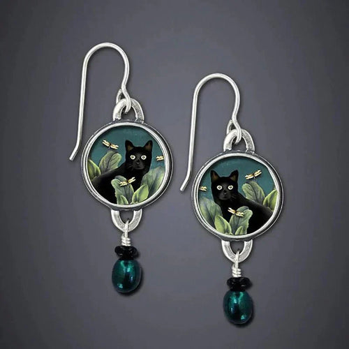 Célia | Brincos Gato Preto Tropical