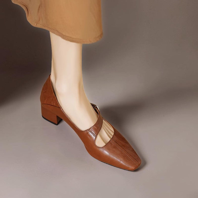 Gabriela | Sapatos Mary Jane Elegantes com Biqueira Quadrada