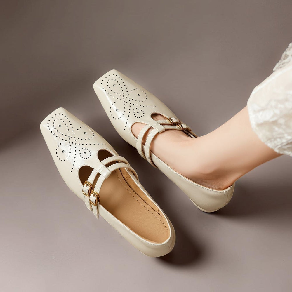 Daniela | Sapatos Mary Jane Brogue com Tira Dupla