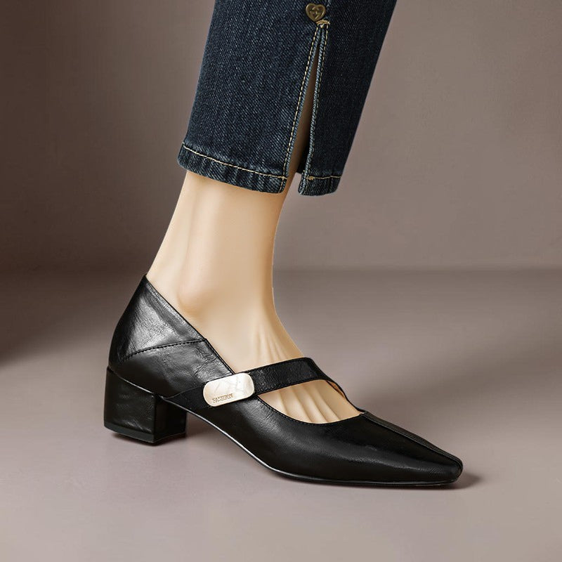 Gabriela | Sapatos Mary Jane Elegantes com Biqueira Quadrada