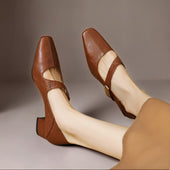 Gabriela | Sapatos Mary Jane Elegantes com Biqueira Quadrada