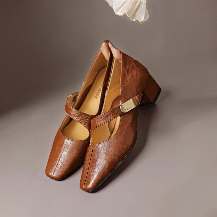 Gabriela | Sapatos Mary Jane Elegantes com Biqueira Quadrada
