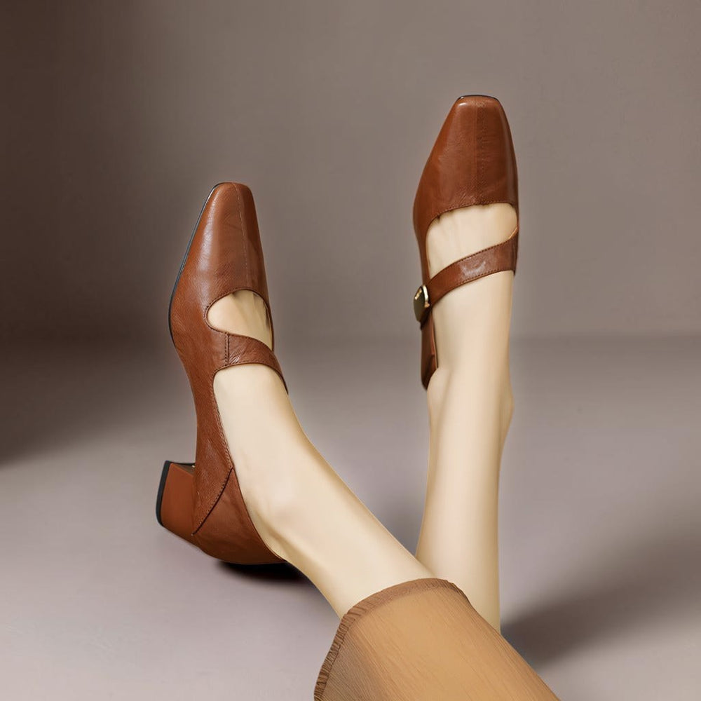 Gabriela | Sapatos Mary Jane Elegantes com Biqueira Quadrada