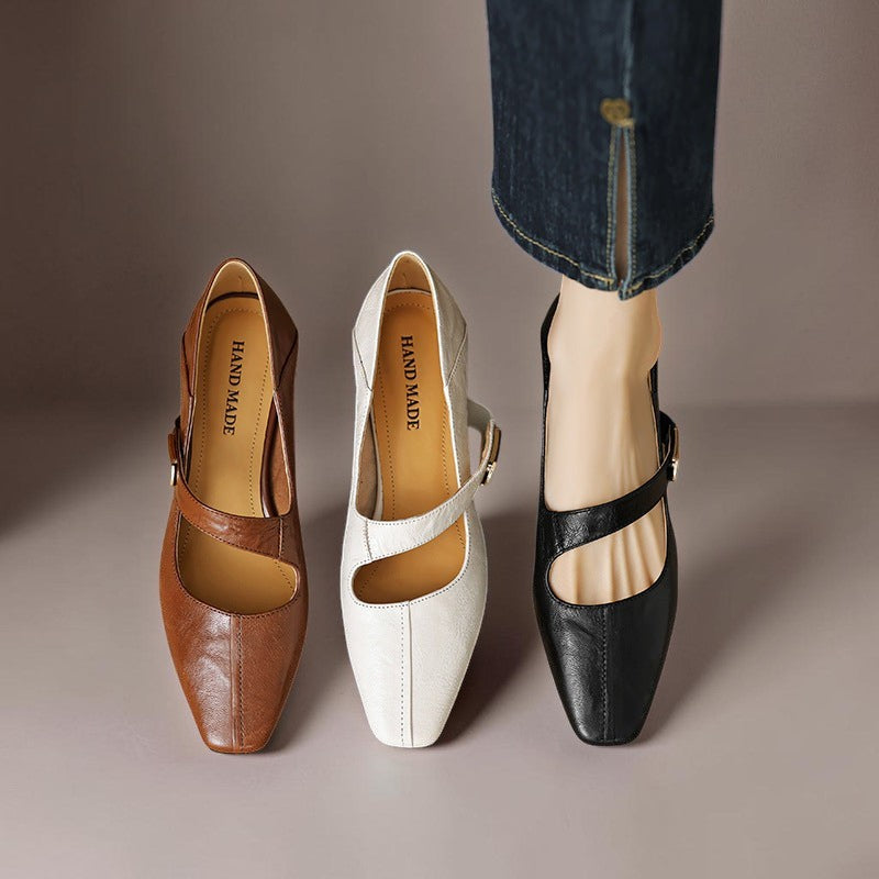 Gabriela | Sapatos Mary Jane Elegantes com Biqueira Quadrada